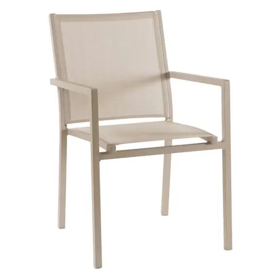 Chaise de jardin avec accoudoirs en alu et textilène taupe