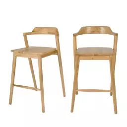 Joko – Lot de 2 chaises de bar en teck H65cm – Couleur – Bois