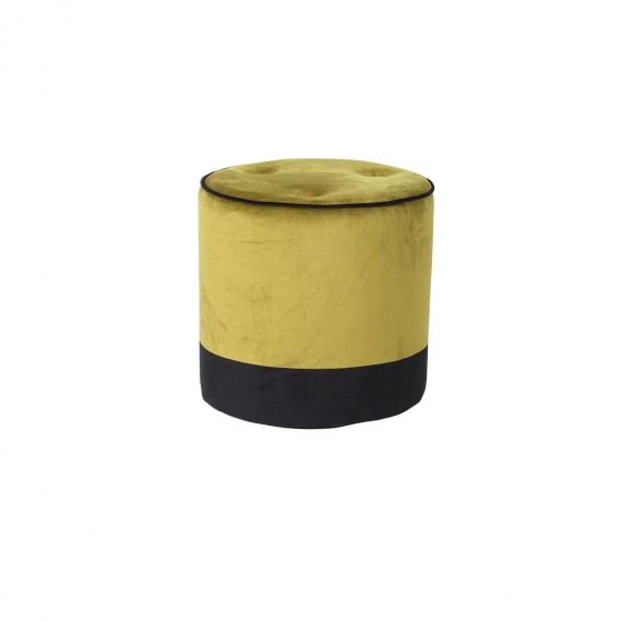Pouf en velours lisse vert et noir