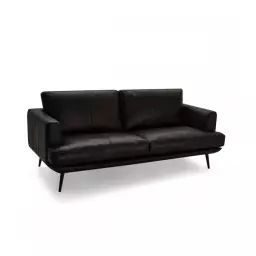 Canapé 3 places en cuir noir