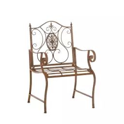 Chaise de jardin avec accoudoirs en métal Marron antique
