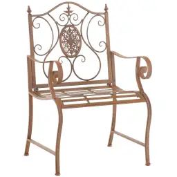 Chaise de jardin avec accoudoirs en métal Marron antique