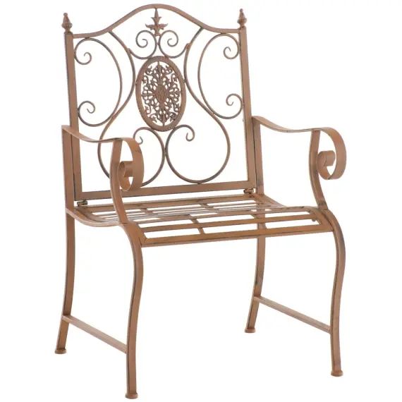 Chaise de jardin avec accoudoirs en métal Marron antique