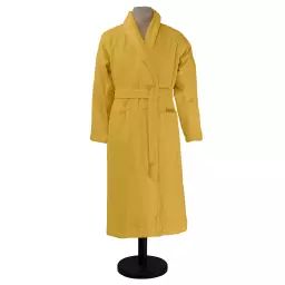 Peignoir de bain uni en coton Jaune Safran S