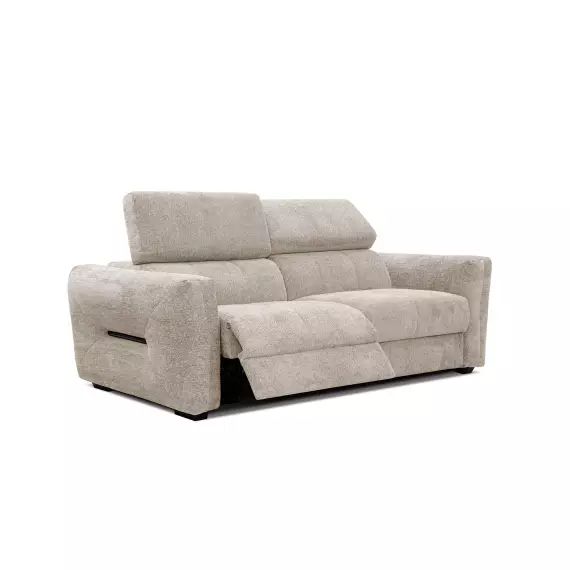 Canapé droit 3 places avec 1relax électrique côté gauche tissu beige