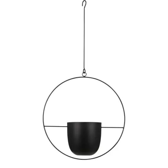 Cache-pot suspendue en métal noir H65