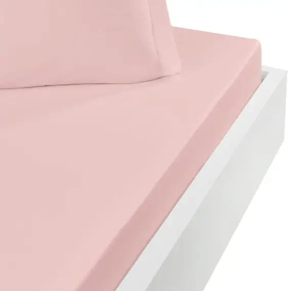 Drap housse en coton bonnet 30cm  poudre 120×190 cm
