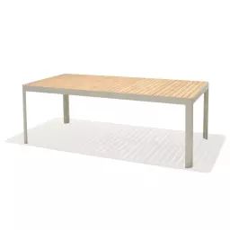 Table de jardin 210cm eucalyptus et aluminium blanc