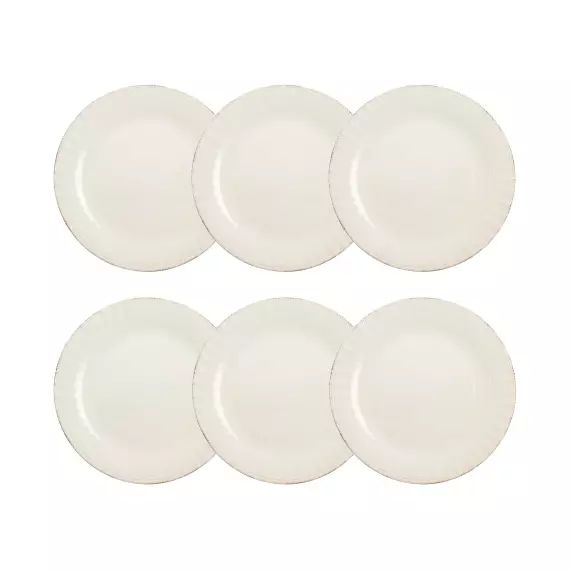 Lot de 6 assiettes plates en grès beige 27cm