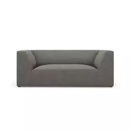 Canapé 2 places en tissu velours côtelé gris clair