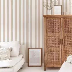 Papier peint vinyle adhésif lignes écru 50×300 cm