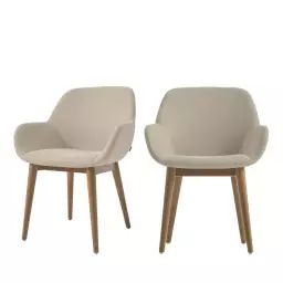 Konna – Lot de 4 chaises en tissu et bois