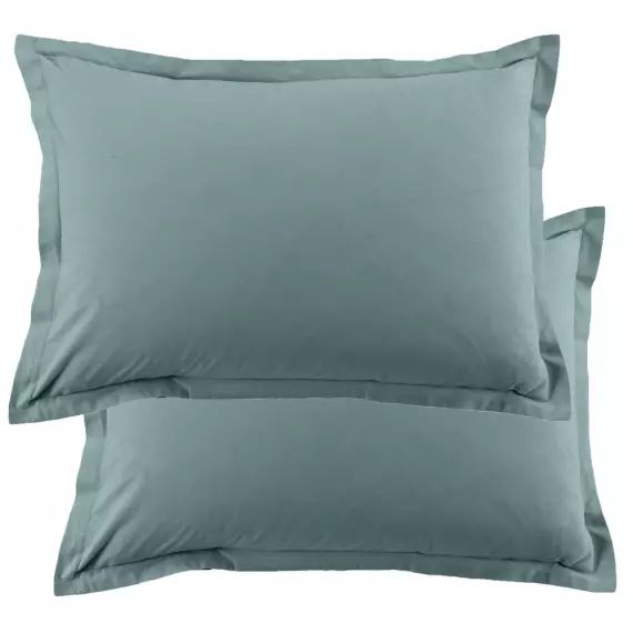 Lot de 2 taies d&rsquo;oreiller rectangles coton bleu canard 50×70 cm
