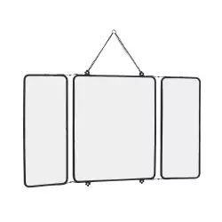 Miroir de barbier en laiton 3 faces noir 56×87