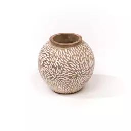 Vase arrondi en bois beige 17x17x18.8