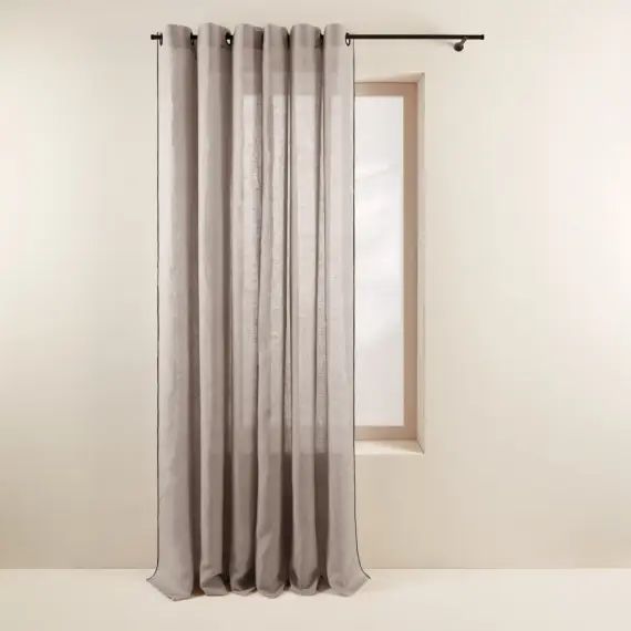 Rideau à oeillets noirs 144×280 cm Ficelle et bourdon noir en Lin