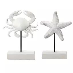 Set de 2 statuettes décoratives crabe et étoile de mer