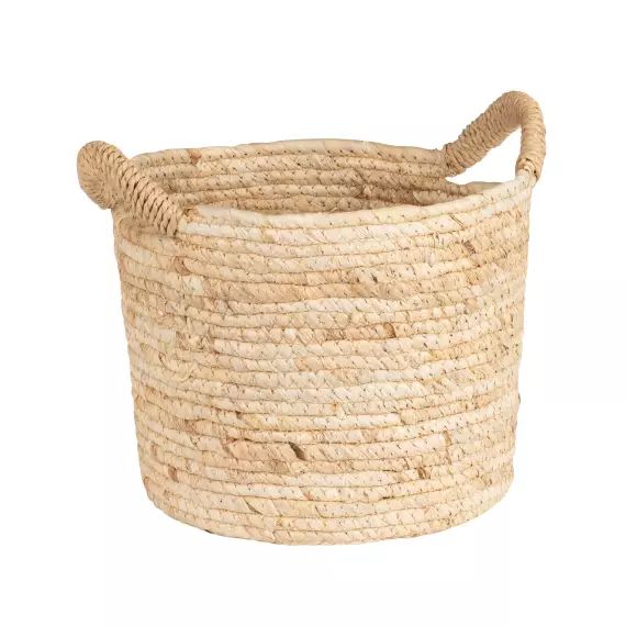 Panier de rangement en fibre de maïs beige