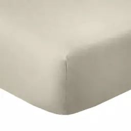Drap housse 1 place coton beige latte 90×190 cm