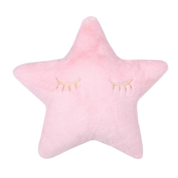 Coussin étoile en fausse fourrure brodée polyester rose 37 x 35 cm