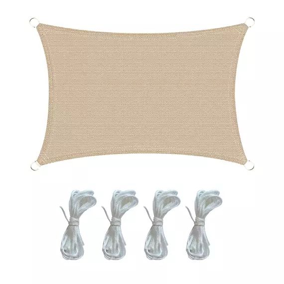 Toile d’ombrage rectangulaire 2×3 m en polyéthylène beige