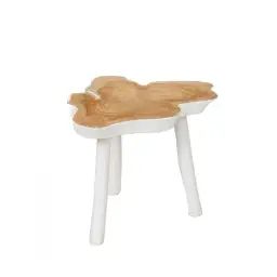 Table d&rsquo;appoint en bois de teck naturel et blanc