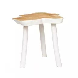 Table d’appoint en bois de teck naturel et blanc