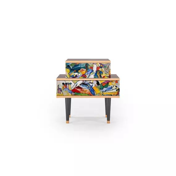 Table de chevet multicolore 2 tiroirs L 58 cm