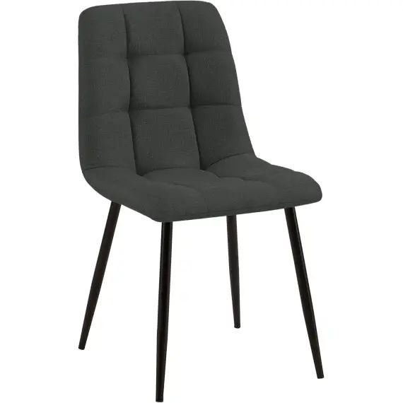 Chaise de salle à manger avec pieds en métal en tissu Gris foncé