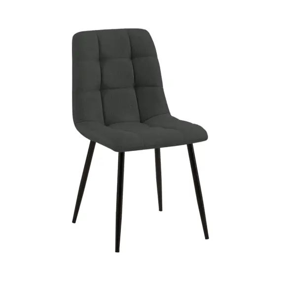 Chaise de salle à manger avec pieds en métal en tissu Gris foncé
