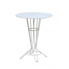 NOSTRUM – Table haute en acier blanc D80
