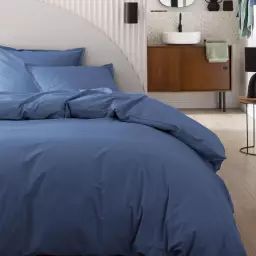 Parure de lit en coton bleu denim 260×240 Made in France
