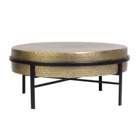Table basse avec plateau en bronze et pieds en métal noir