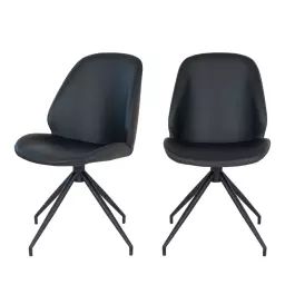 Monte Carlo – Lot de 2 chaises en simili et métal – Couleur – Noir