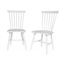 Lot de 2 chaises blanches à barreaux en bois d’hévéa