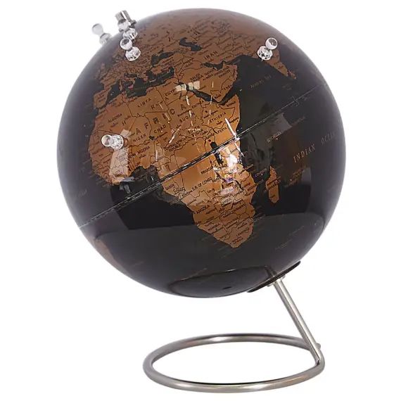Globe noir et cuivré 29 cm à magnets