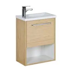 Meuble lave-mains effet bois clair