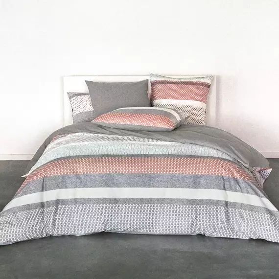 Parure de lit percale 140×200 + 65×65 cm gris foncé