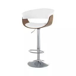 Chaise de bar réglable 65.5/81 cm en cuir synthétique blanc