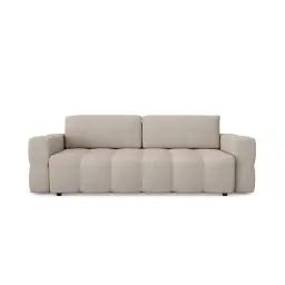 Canapé 4 places convertible coffre noyer tissu bouclette beige
