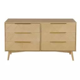 Commode double 6 tiroirs beige