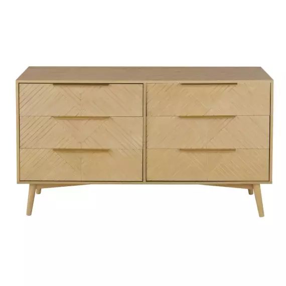 Commode double 6 tiroirs beige