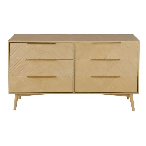 Commode double 6 tiroirs beige