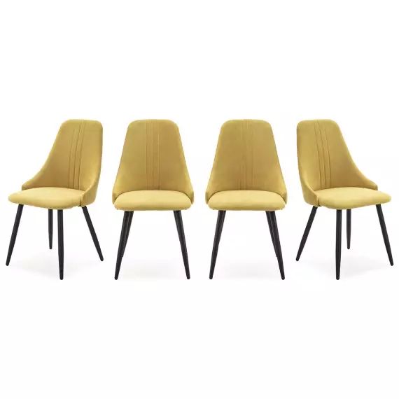Lot de 4 chaises en tissu jaune