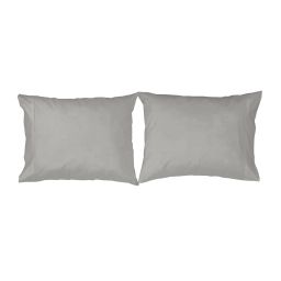 2 taies d’oreiller en coton gris 50×75