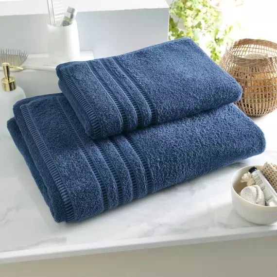 Drap de bain bleu 70×130 en coton