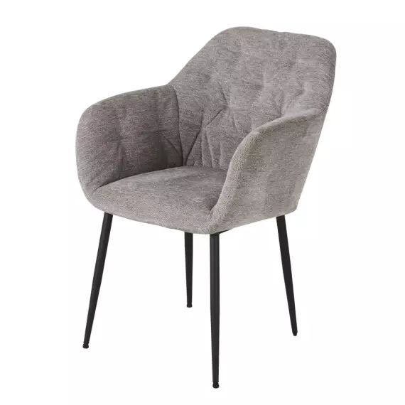 Fauteuil à dîner en velours gris clair