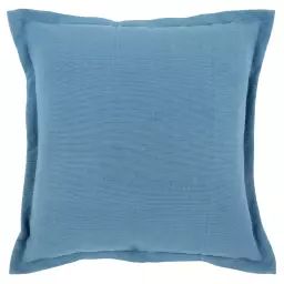 Housse de coussin en coton recyclé texturé bleu 40×40