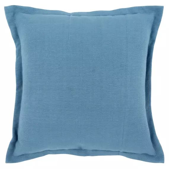 Housse de coussin en coton recyclé texturé bleu 40×40