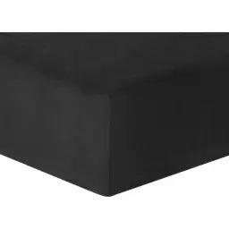 Drap housse en lin lavé 140x190x30 Caviar